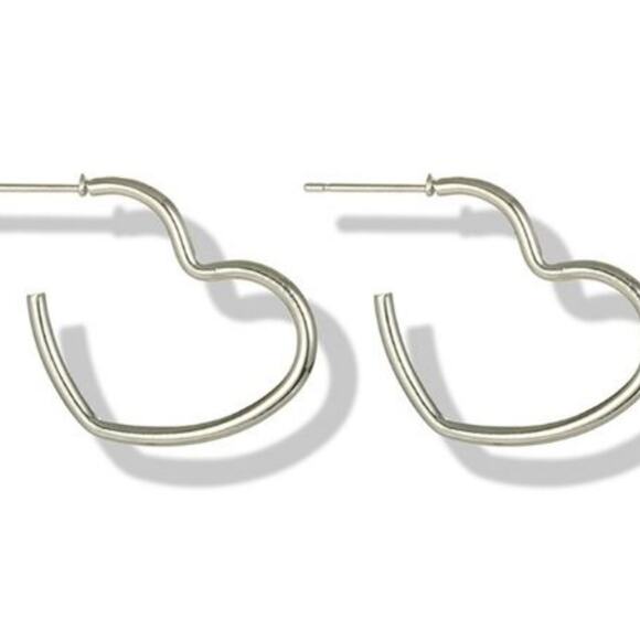 Silver Heart Post Earrings - Picture 1 of 2